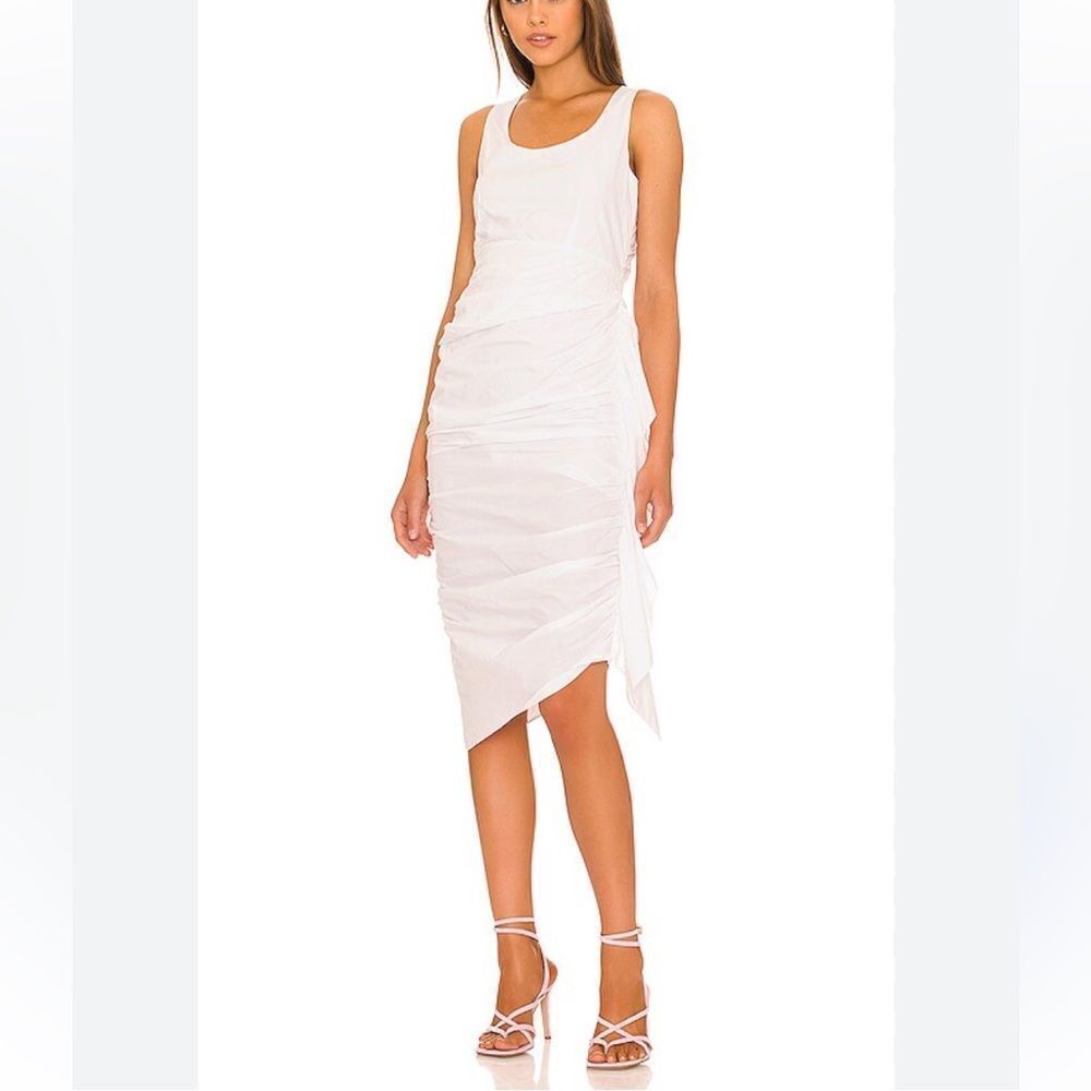 NWT Rhode Elsie dress white cotton poplin midi ruffle trim Revolve 12